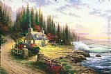 Thomas Kinkade Pine Cove Cottage painting